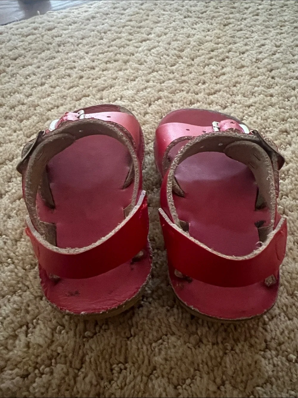 Sun San Kids Red Double-Buckle Adjustable Leather Sandals 5